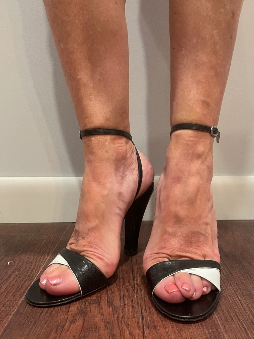 Vintage MARC JACOBS Black and White Ankle Strap Heels